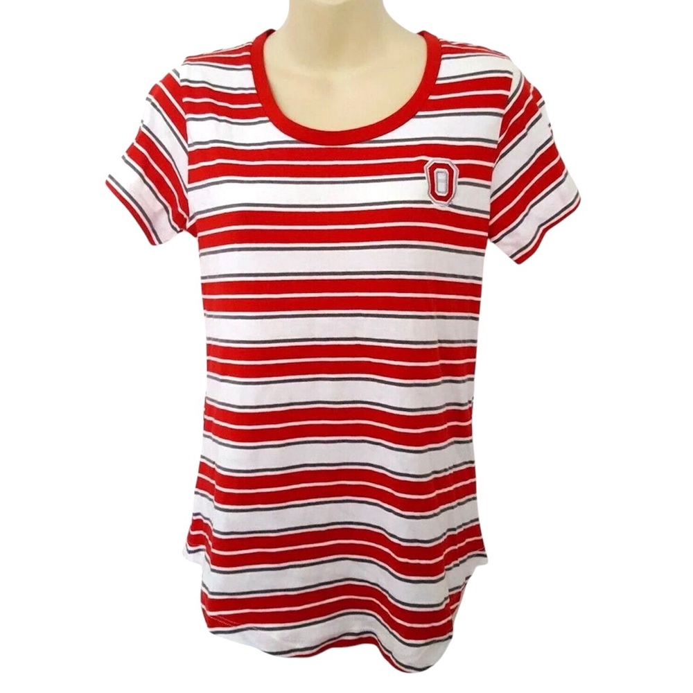 OHIO STATE BUCKEYES Womens Top Small Tailgate T Shirt Tailored Fit Embroidered